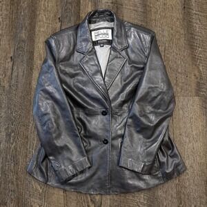 Vintage Pelle Studio Wilson's Leather Black Button Blazer Jacket